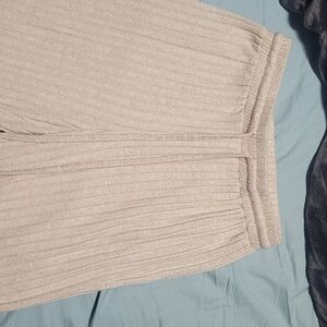 SHEIN Cream Ribbed Knit Pants